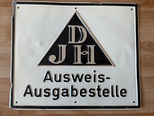 Altes großes Metall Schild DJH Jugendherberge Ausweis Ausgabestelle Werbeschild 