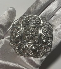 Antike WMF Brosche 835 Silber filigran Handarbeit floral Vintage Original
