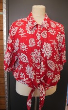 Vintage Bluse Hemdbluse zum Knoten Viscose Gr. L 80er/90er Jahre Mode