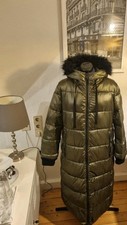 Cartoon Steppmantel Puffermantel 42 oliv glänzend TOP Zustand mit Fellkapuze 