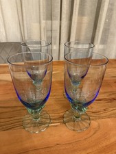 4 Vintage Blau-grüne Gläser