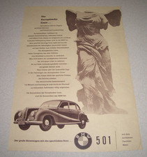 Jahr 1954 orig. Reklame Werbung Auto BMW 501   Barockengel
