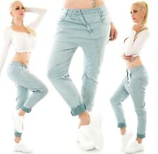 Damen Jeans Hose Baggy Boyfriend Harem Chino Denim Schräger Zipper XS-XL