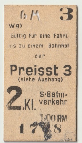 Alte fahrkarte bahn 1 - 2,
