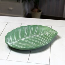 Holzschale 30cm grün Blatt Obstschale Dekoschale Schale Holz Tischdeko Tropen