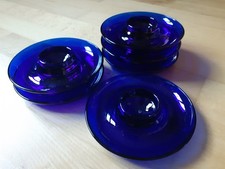 6 schöne blaue Eierbecher aus Glas
