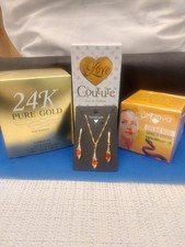 Weihnacht Geschenk mit Goldplattiertes Schmuck-Set, 3  hochwertige  Damenparfums