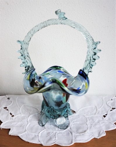 Glas henkelschale korb vase - glas,