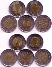 Kanada 2 Dollar 5 Münzen