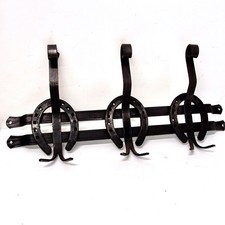 Wandgarderobe Schmiedeeisen 3er Haken Gusseisen Hufeisen Pferd Stall Garderobe