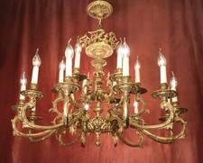 großer Kronleuchter Lüster Leuchter antik Messing 18 Lampen um 1970