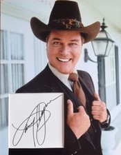 Larry Hagman signiertes 14 x 11 Foto Display in DALLAS als J. R. EWING COA