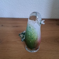 Kaspar Bleikristall VOGEL Single Art mundgeblasen grün/weiss/rot und transparent