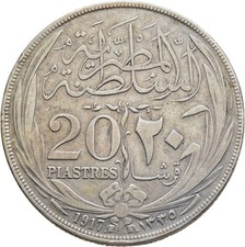 FITZ Ägypten 20 Piaster 1917 Britisches Protectorat Hussein Kamil  °TCH232