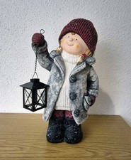 Großer Winter Wichtel mit Laterne aus Keramik