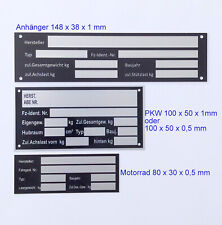 2 x Typenschild BLANKO, PKW, Motorrad, KFZ,neutral, DIY für Schlagzahlen