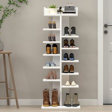 Weißes Schuhregal mit 13 Fächern Schmal Schuhschrank Ablagegestelle Schuhablage