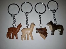 1 Schlüsselanhänger Tiere Holzanhänger Alpaka Wolf Lama Tier Schlüsselring 