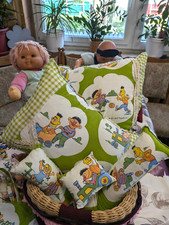 Ernie & Bert Sesamstraße - 6-tlg.- Kissen Set - Puppenbett Puppenwagen Garnitur 