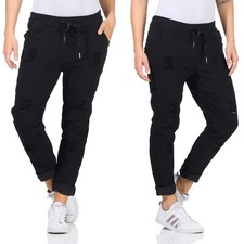 Chino Hosen Damen Jeans Risse Stretch Denim Gummizug tapered Sommerhose 36-44