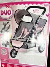Puppenwagen Tandem Duo Zwillinge 3 Rädern - Krümel Baby  Born, Bayer Design 