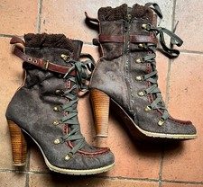 Shellys London High Heel  Ankle Boots Stiefeletten braun Wildleder Gr. 39