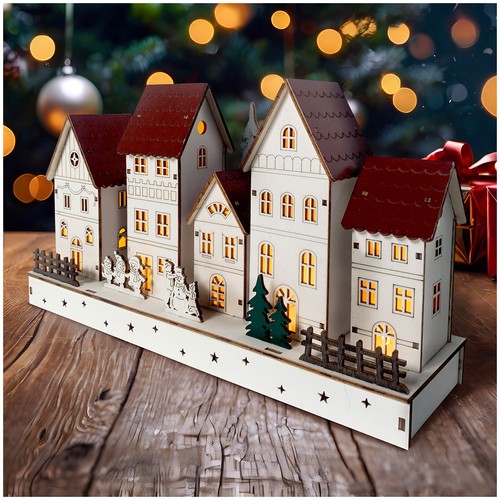 Led holz weihnachtsdorf mit - led,