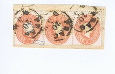 3-er Mehrfrankatur Mi. 20 Prag Die erste mit Nagelkopfprägung und Papierfalten!