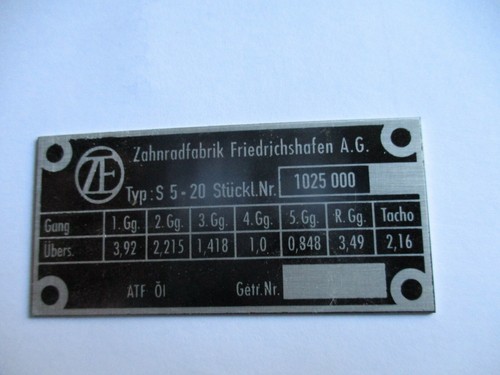 Typenschild schild getriebe - zf,