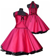 50er Petticoatkleid Satin pink Schwarz Jugendweihe Abiball Party Festlichkeiten 
