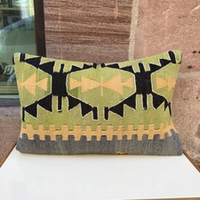 Kelim Kissenhülle 40x60 cm handgewebt Sitzkissen vintage Boho Teppich Kilim