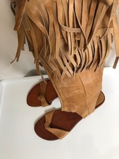 PATA PATA NEU 41 Open Sandalen Stiefel Sommer Leder Zehentrenner Fransen