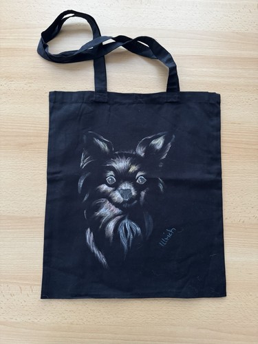 Shopper handbemalt hund - shopper,