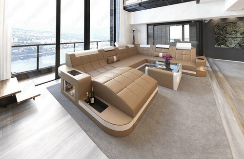 Wohnlandschaft leder sofa led - wohnlandschaft,
