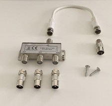 3-fach TV-Verteiler Weiche Dreifachverteiler, inkl. 20cm Anschlusskabel