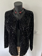 Pailletten Oberteil Schwarz Gr