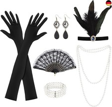 20er Jahre Accessoires, 6 Stück 1920 Zubehör Set, 20er Jahre Kostüm Damen, Gr