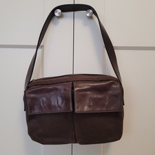 Marc O'Polo Damen Handtasche Espresso Braun dickes Vollrindleder Leinwand  NEU
