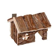 Schlafhaus Hamsterhaus Holzhaus 16x12x19cm Echtholz mit Rinde Ratte Hamster Degu