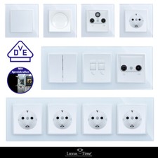 Lichtschalter Dimmer Steckdosen Wechselschalter Netzwerkdosen Rahmen Weiß VDE