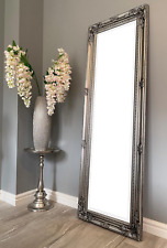DOWNTON INTERIORS großer antiker silberner Wandspiegel in voller Länge mit Babe