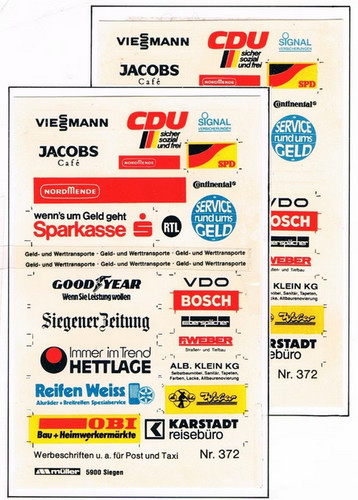 Decals werbeschriften - 1:87, "werbeschriften
