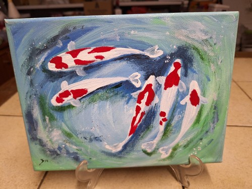 Acrylgemälde mit koi - acrylgemälde,