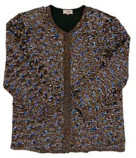 Murek Fashion Damen Jacke Gr.XL Gold Silber Blau Lila Pailetten Vintage 80s 90s