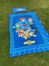 Vintage Digimon Quilt Cover Digital Monsters Duvet Set Reversible Single Bed 