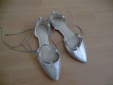 traumschöne chice geschnürte Ballerinas Brautschuhe  "Colloseum" silber Gr. 39
