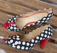 Graceland - flippige Rockabilly Peeptoe Pumps High Heels Schwarz Rot Weiß Gr. 39