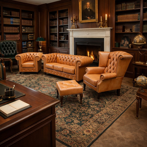 Chesterfield leder set 3 - chesterfield,