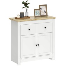 Kommode Sideboard mit 2 Schublade, Soft-Close-Doppeltür für Wohnzimmer Weiß