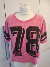 Kurzes Pink Oversized New Yorker T-Shirt mit Zahlendruck Gr. M